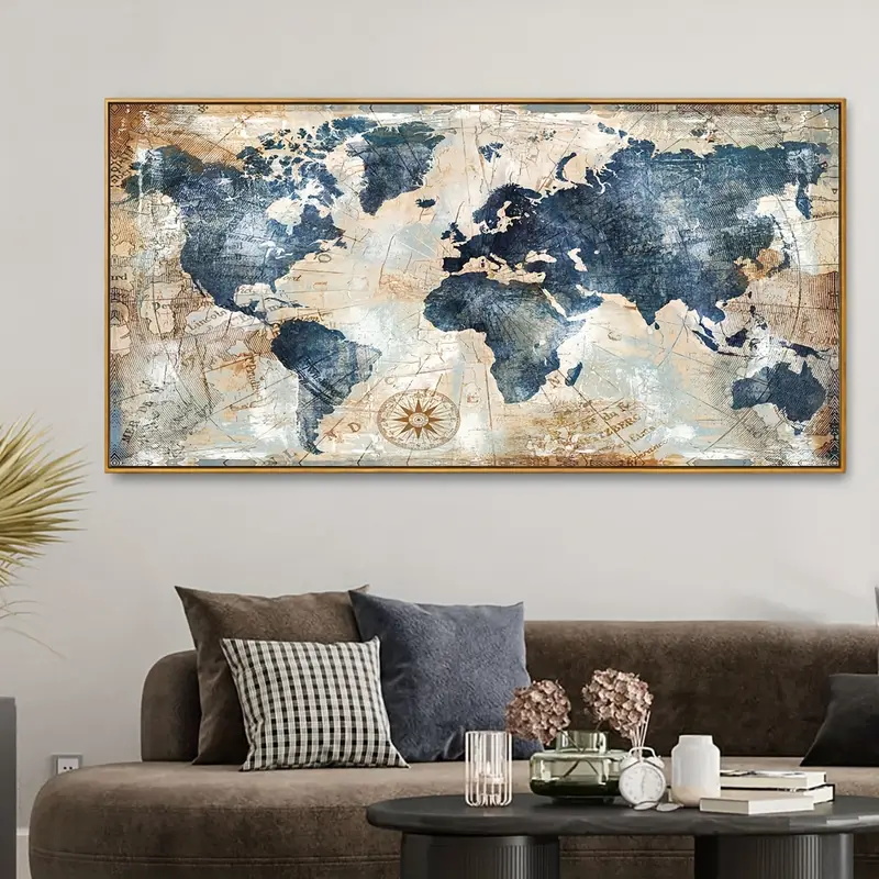 Star Map Poster - Poster kanvas 1 buah seni Vintage