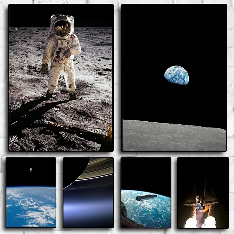 Star Map Poster - Ruang Sci-fi dan astronot Earthrise selama