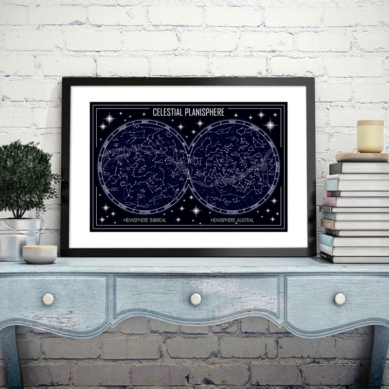 Star Map Poster - Langit Plankton Peta Kanvas Poster Cetakan