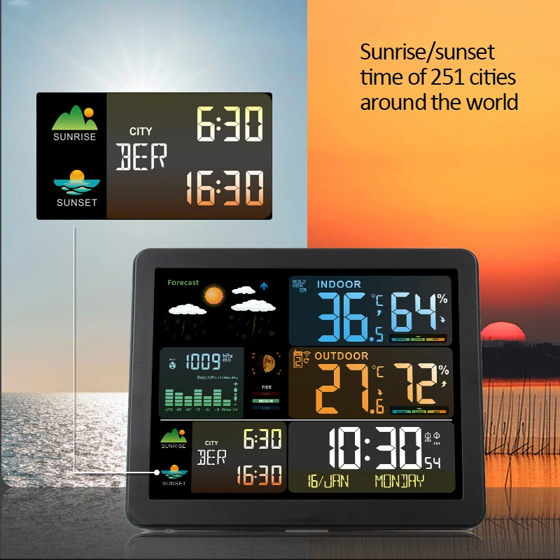 Jam meja elektronik nirkabel,  - Weather Station Indoor ulasan dan harga
