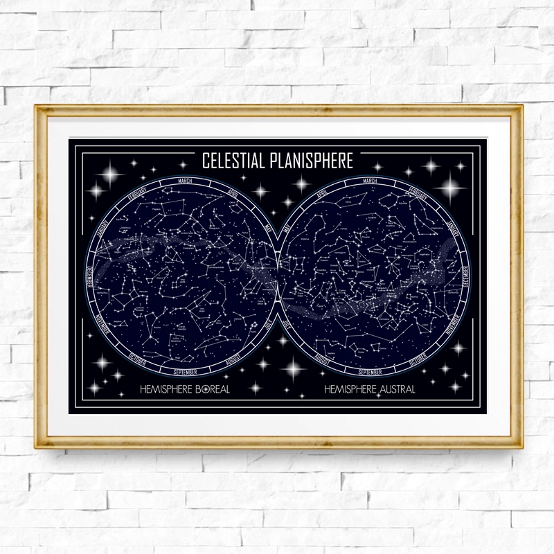 Langit Plankton Peta Kanvas Po - Star Map Poster ulasan dan harga